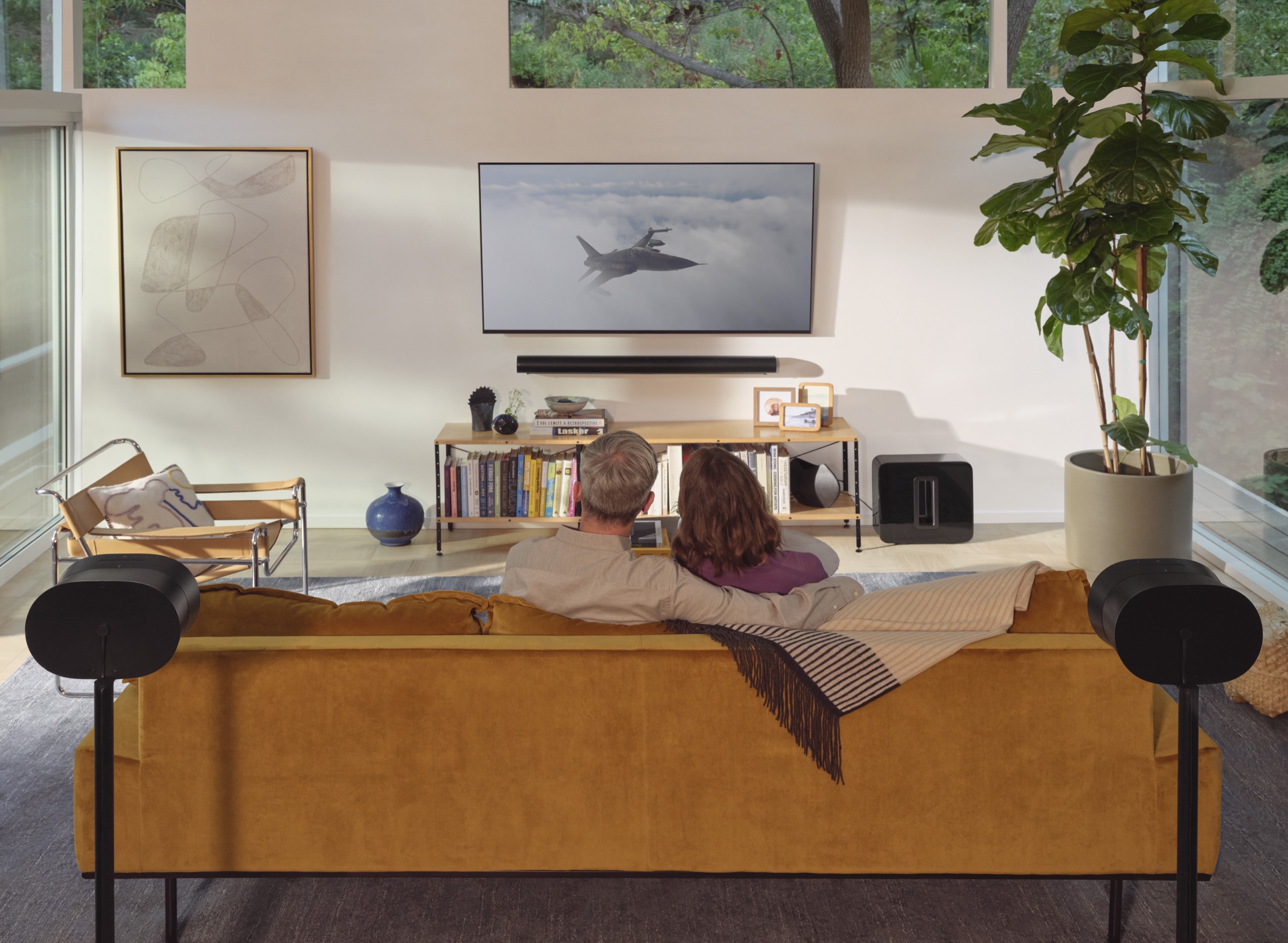 Sonos home theatre setup with surround speakers