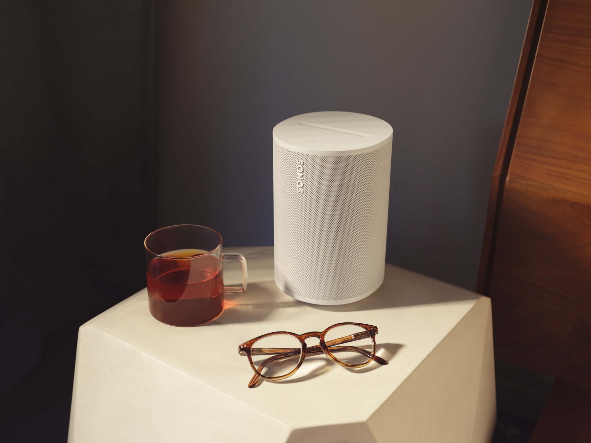 Small-room Sonos placement with a nightstand setup